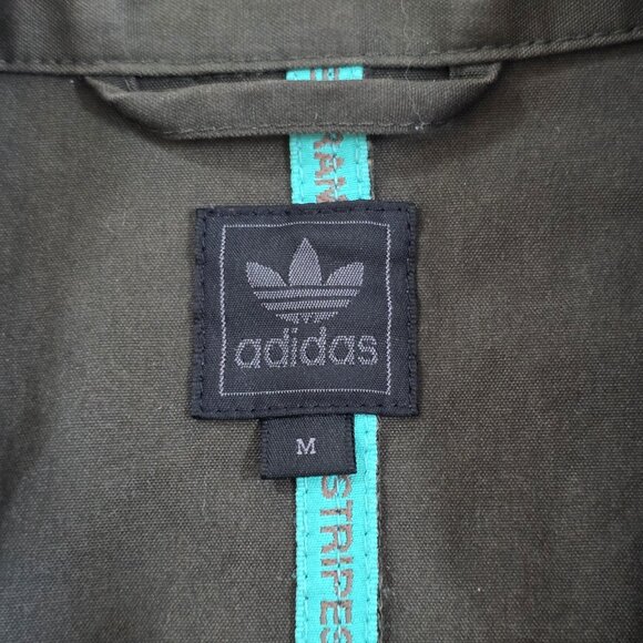 Adidas Chore Coat Men M Army Green LS Pockets 2 Way Zip Unlined Cotton Utility - Picture 4 of 16